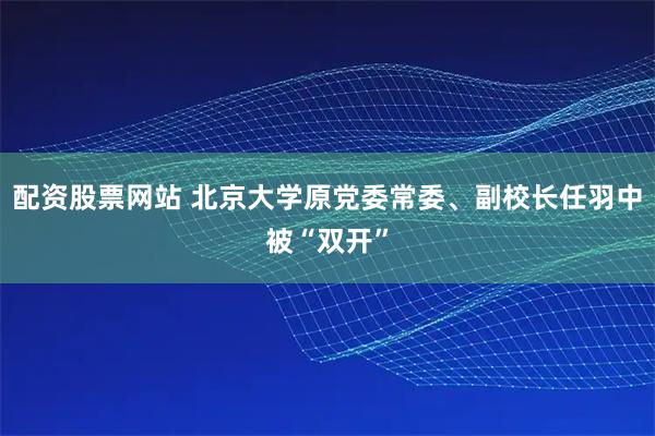 配资股票网站 北京大学原党委常委、副校长任羽中被“双开”